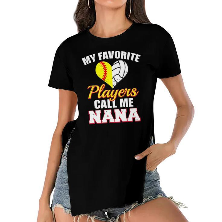 My Favorite Softball Volleyball Players Call Me Nana Women's Short Sleeves T-shirt With Hem Split