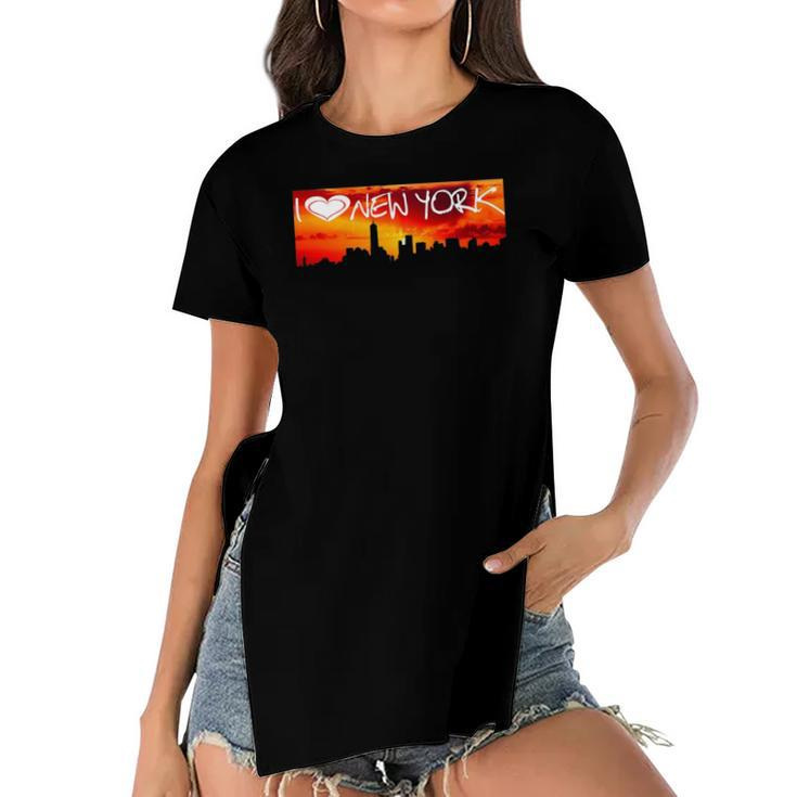 New York I Love Ny Womens   Gift Women's Short Sleeves T-shirt With Hem Split