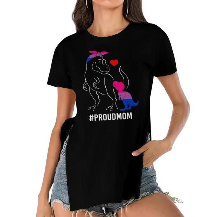 Proud Mom Dinosaurrex Mama Bisexual Pride Women's Short Sleeves T-shirt With Hem Split