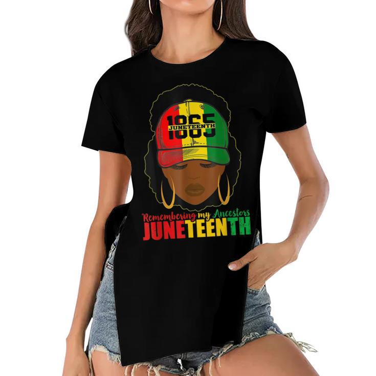 Remembering My Ancestors Junenth Black Women Black Pride  Women's Short Sleeves T-shirt With Hem Split