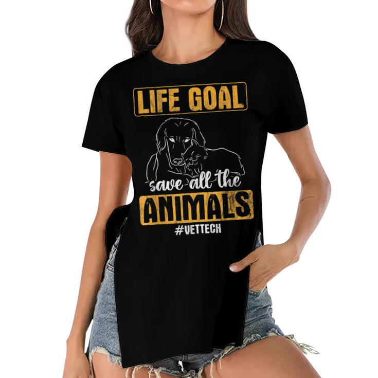 Save All The Animals Veterinary Vet Tech  Women's Short Sleeves T-shirt With Hem Split