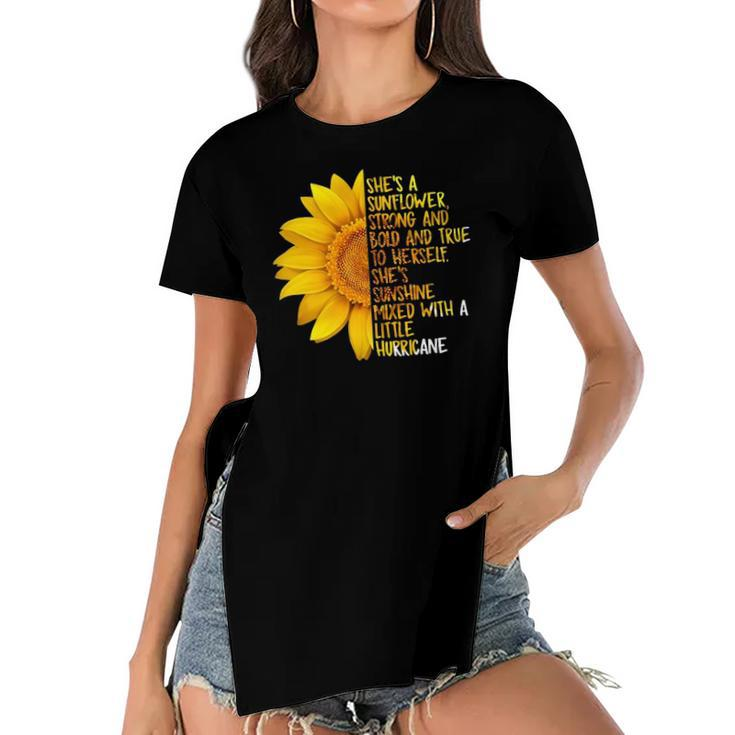Shes A Sunflower Strong And Bold And True To Herself Women's Short Sleeves T-shirt With Hem Split