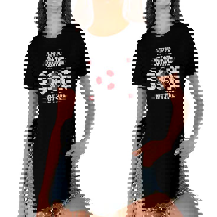 Thats My Grandson Out There Soccer Fan Grandpa Grandma Women's Short Sleeves T-shirt With Hem Split