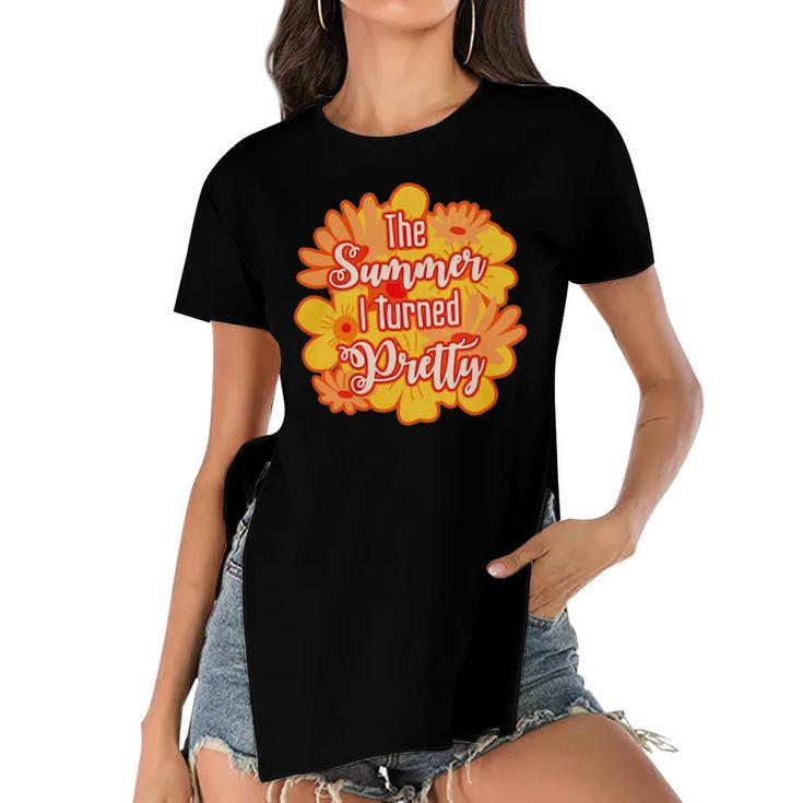 The Summer I Turned Pretty Flowers Women's Short Sleeves T-shirt With Hem Split