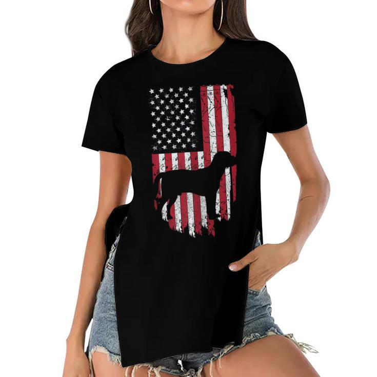 Us Beagle Dog Mom Dad Usa  4Th Of July American Flag  Women's Short Sleeves T-shirt With Hem Split