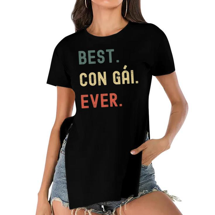 Vietnamese Daughter Gifts Designs Best Con Gai Ever Women's Short Sleeves T-shirt With Hem Split