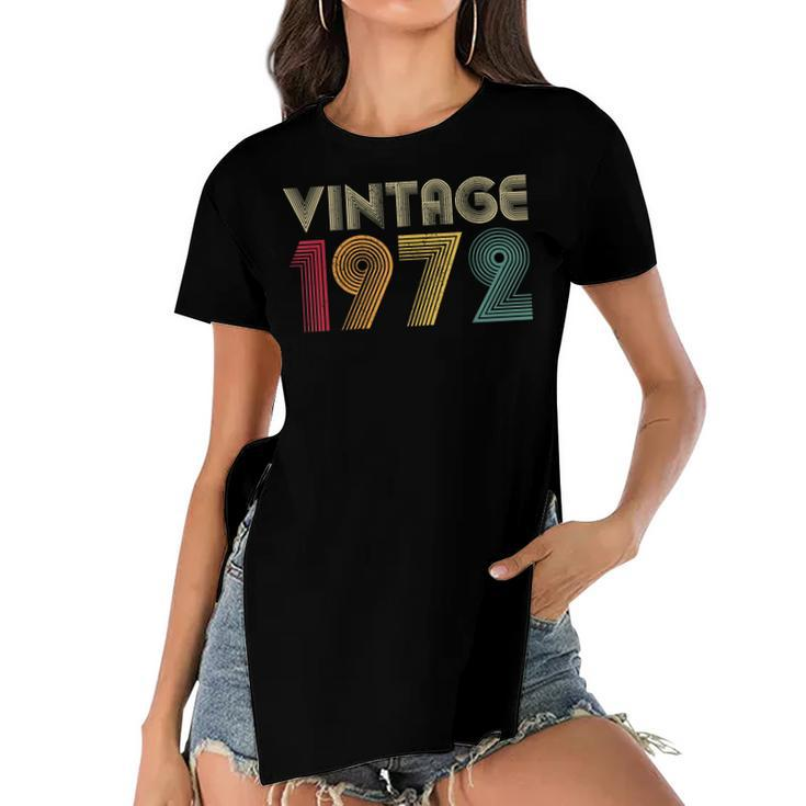 Vintage 1972 50Th Birthday Gift Retro  50 Years Old  Women's Short Sleeves T-shirt With Hem Split
