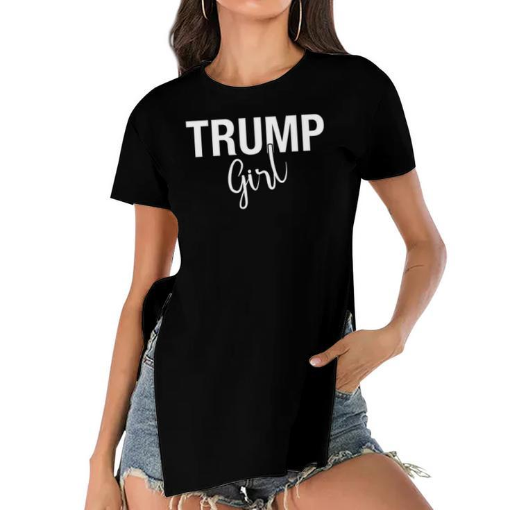 Women For Trump Girl Maga 2024 Gop Pro Republican Gifts Women's Short Sleeves T-shirt With Hem Split