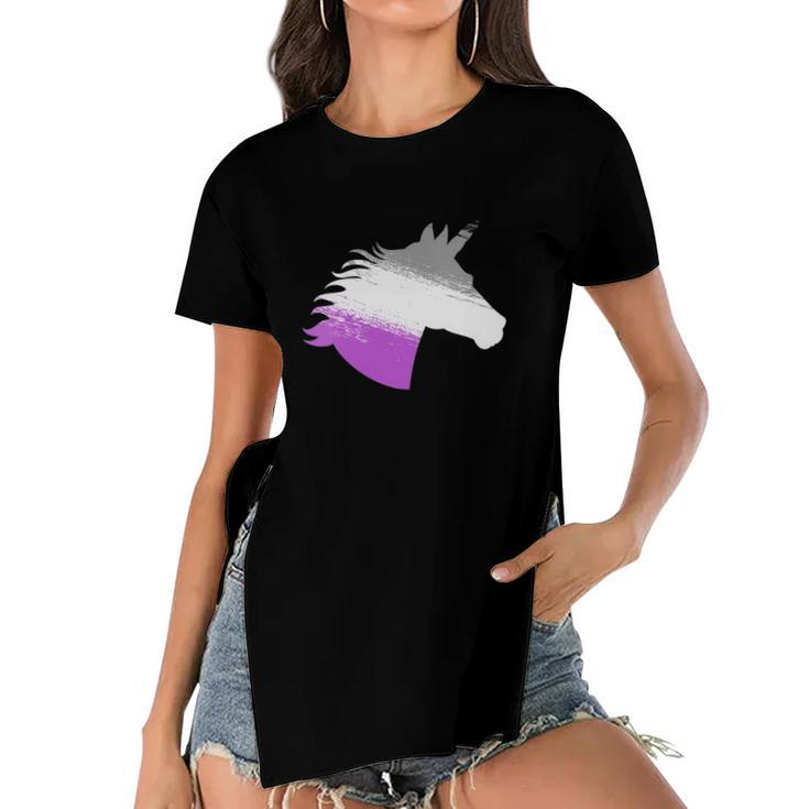 Womens Ace Asexual Unicorn Lgbt Pride Stuff March Pride Month Women's Short Sleeves T-shirt With Hem Split