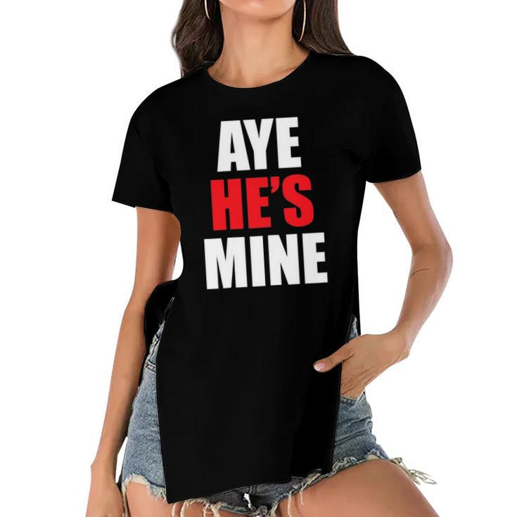 Womens Aye Hes Mine Matching Couple S - Cool Outfits Women's Short Sleeves T-shirt With Hem Split