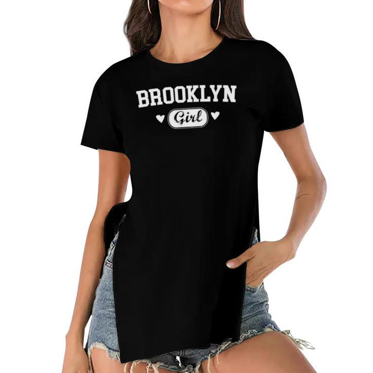 Womens Brooklyn Girl New York Born Raised Home State Pride Gift Women's Short Sleeves T-shirt With Hem Split