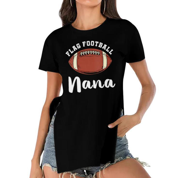 Womens Flag Football Nana Matching Family Matching Football  Women's Short Sleeves T-shirt With Hem Split