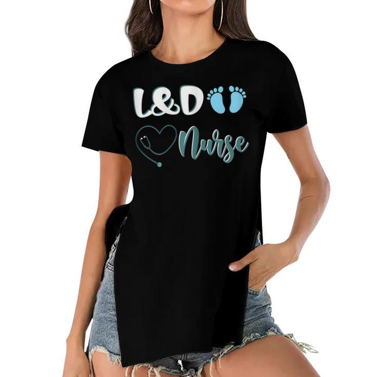 Womens L&D Nurse Labor And Delivery Nurse  V2 Women's Short Sleeves T-shirt With Hem Split