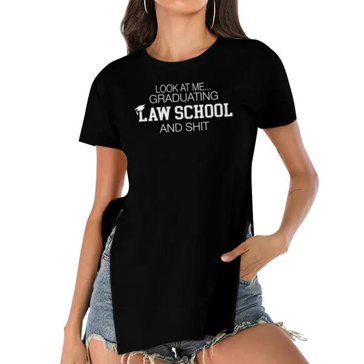 Womens Law School Graduation Gifts Him Her Lawyer Grad Degree Women's Short Sleeves T-shirt With Hem Split