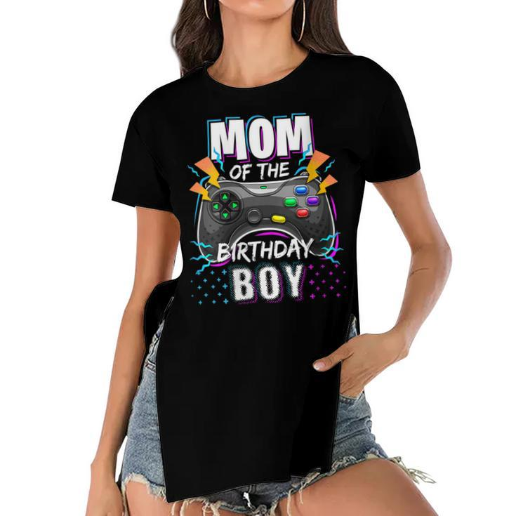 Womens Mom Of The Birthday Boy Matching Video Gamer Birthday Party  V3 Women's Short Sleeves T-shirt With Hem Split