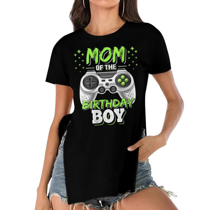 Womens Mom Of The Birthday Boy Matching Video Gamer Birthday Party  V4 Women's Short Sleeves T-shirt With Hem Split
