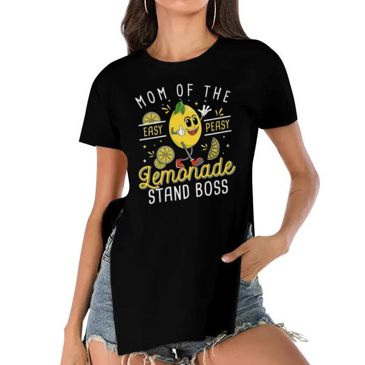 Womens Mom Of The Lemonade Stand Boss Funny Lemon Sell Lemonade Women's Short Sleeves T-shirt With Hem Split