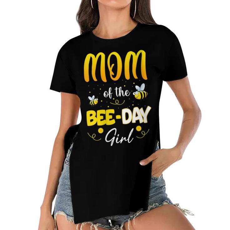 Womens Party Matching Birthday Sweet Mom Of The Bee Day Girl Hive  Women's Short Sleeves T-shirt With Hem Split