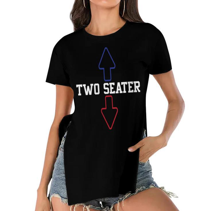 Womens Two Seater 4Th Of July American Flag For Boys Men Dad Joke  Women's Short Sleeves T-shirt With Hem Split