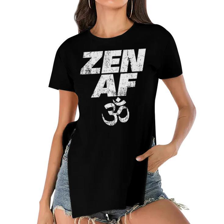 Zen Af Om Symbol Vintage Meditation Yoga Distressed  V2 Women's Short Sleeves T-shirt With Hem Split