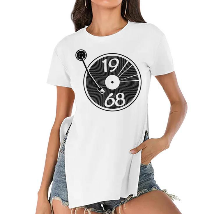 1968 Vinyl Record Sixties Music Birthday  Women's Short Sleeves T-shirt With Hem Split