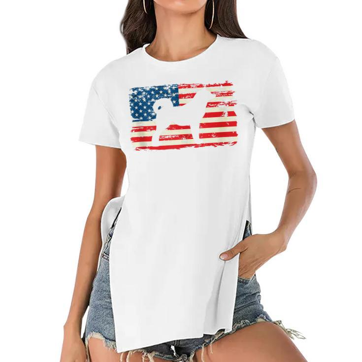 Akita Inu  For Dog Mom Dog Dad Usa Flag 4Th Of July  Women's Short Sleeves T-shirt With Hem Split