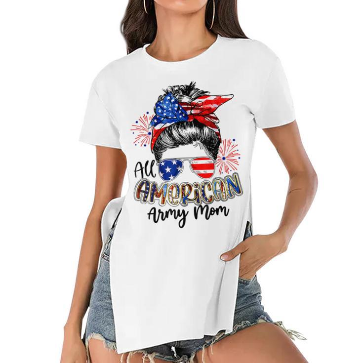 All American Army Mom 4Th Of July  V2 Women's Short Sleeves T-shirt With Hem Split