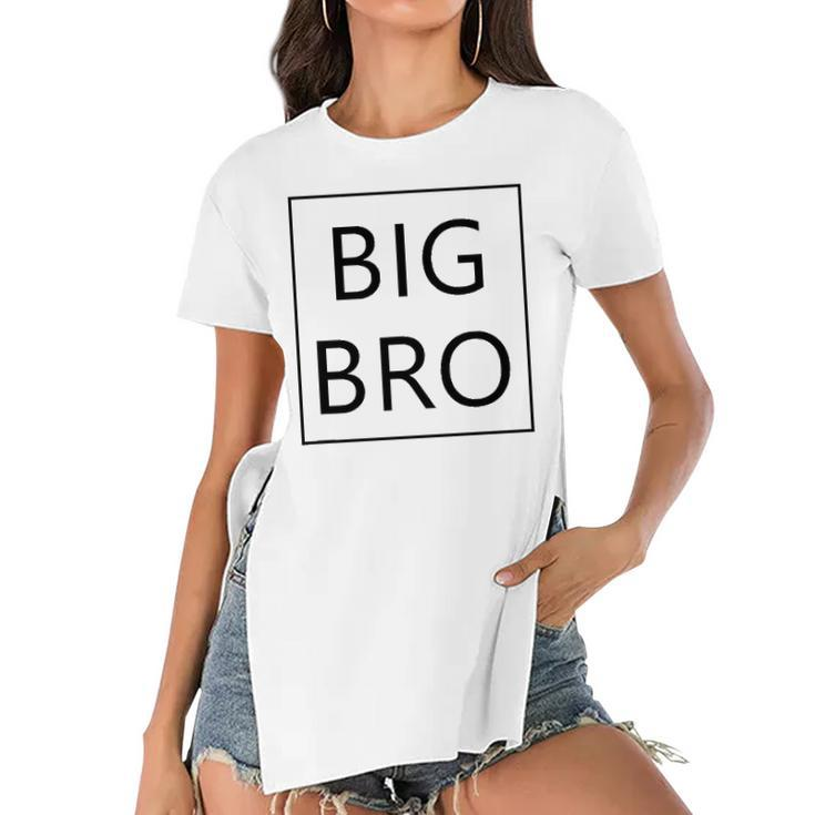 Big Bro Brother Announcement Gifts Dada Mama Family Matching Women's Short Sleeves T-shirt With Hem Split