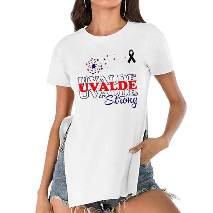 Dandelion Uvalde Strong Texas Strong Pray Protect Kids Not Guns Women's Short Sleeves T-shirt With Hem Split