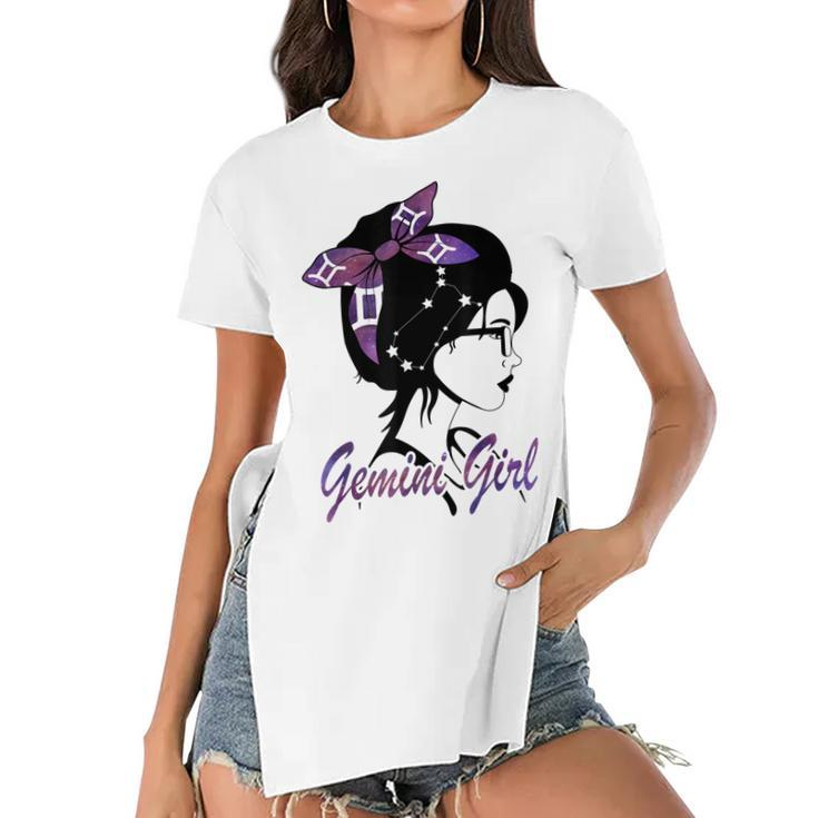 Gemini Girl Birthday Gemini Woman Zodiac Sign  Women's Short Sleeves T-shirt With Hem Split