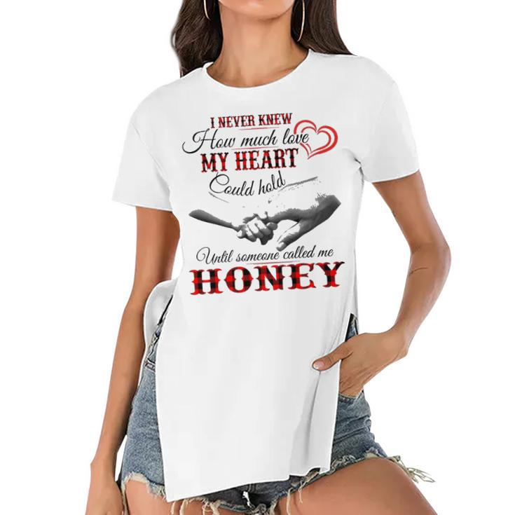 Honey Grandma Gift   Until Someone Called Me Honey Women's Short Sleeves T-shirt With Hem Split