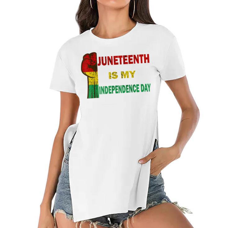 Juneteenth Is My Independence Day For Women Men Kids Vintage   Women's Short Sleeves T-shirt With Hem Split