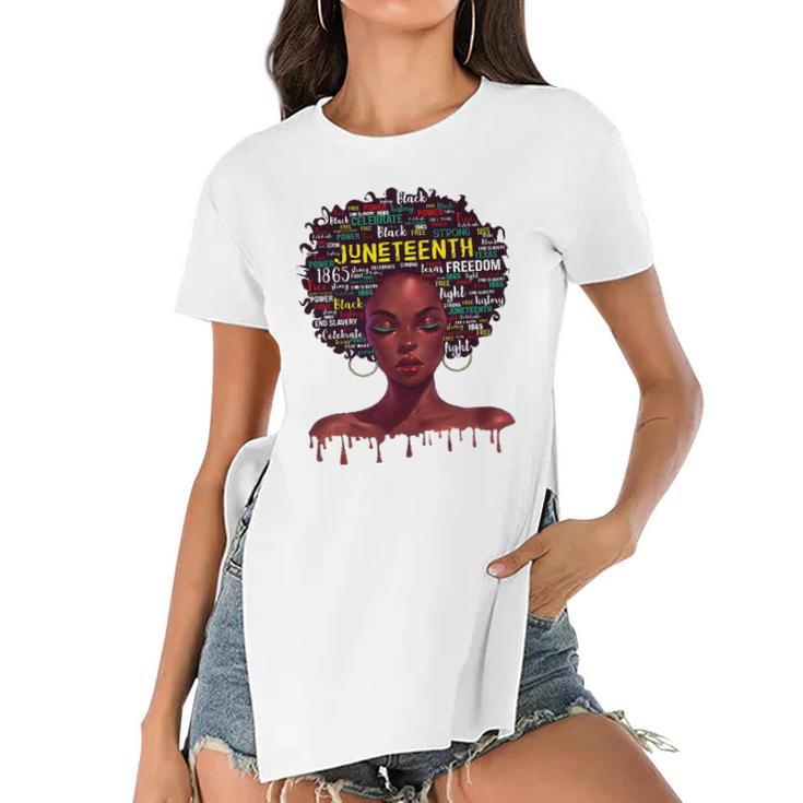 Juneteenth S For Women Afro Beautiful Black Pride 2022 African American Women's Short Sleeves T-shirt With Hem Split
