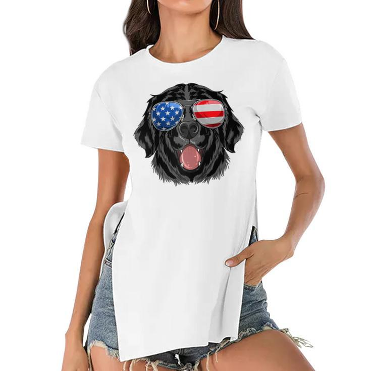 Labrador Retriever Usa American Flag Dog Dad Mom 4Th Of July  Women's Short Sleeves T-shirt With Hem Split