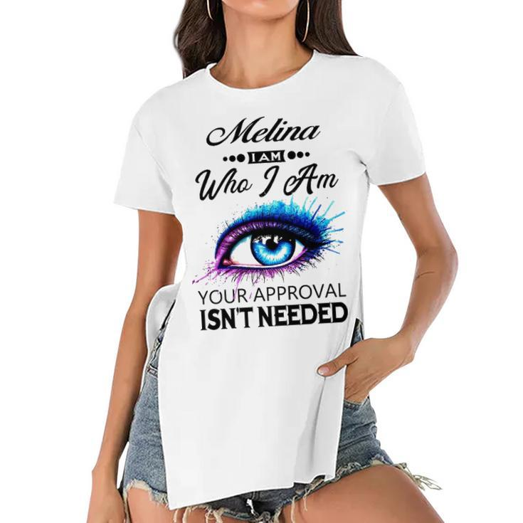 Melina Name Gift   Melina I Am Who I Am Women's Short Sleeves T-shirt With Hem Split