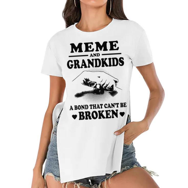 Meme Grandma Gift   Meme And Grandkids A Bond That Cant Be Broken Women's Short Sleeves T-shirt With Hem Split