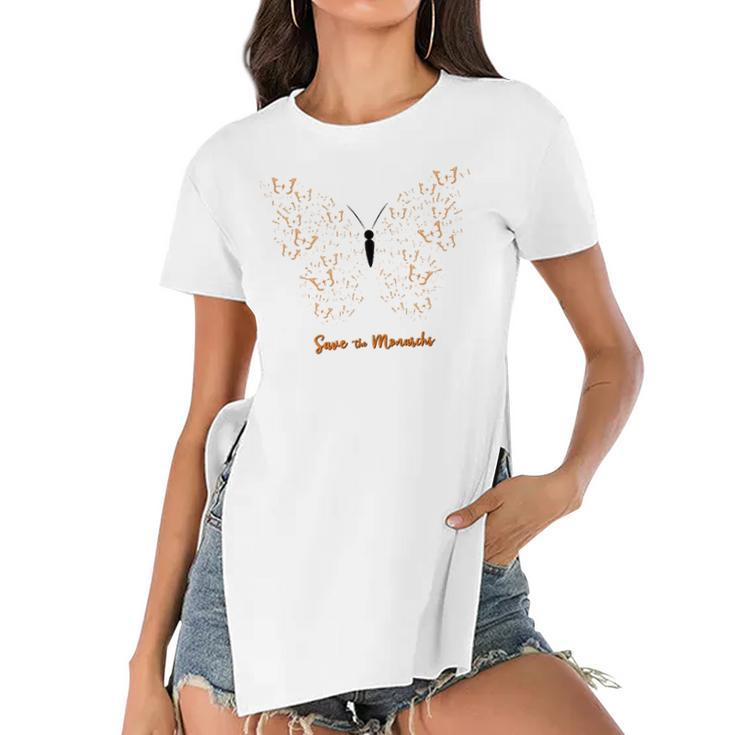 Monarch Butterfly Save The Monarchs Women's Short Sleeves T-shirt With Hem Split