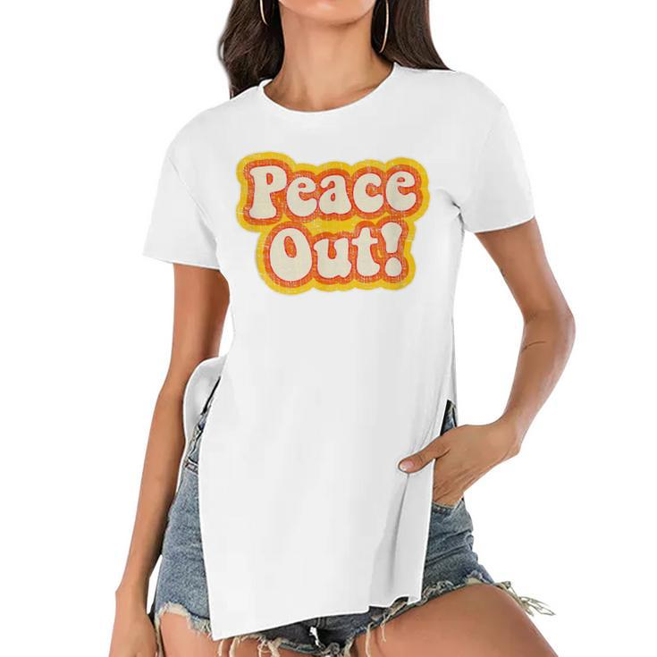 Peace Out Vintage 1970S  Men Women Kids Women's Short Sleeves T-shirt With Hem Split