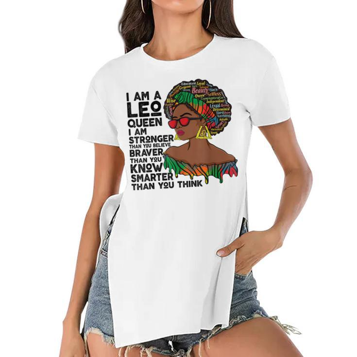 Proud Afro Leo Queen July August Birthday Leo Zodiac Sign  Women's Short Sleeves T-shirt With Hem Split