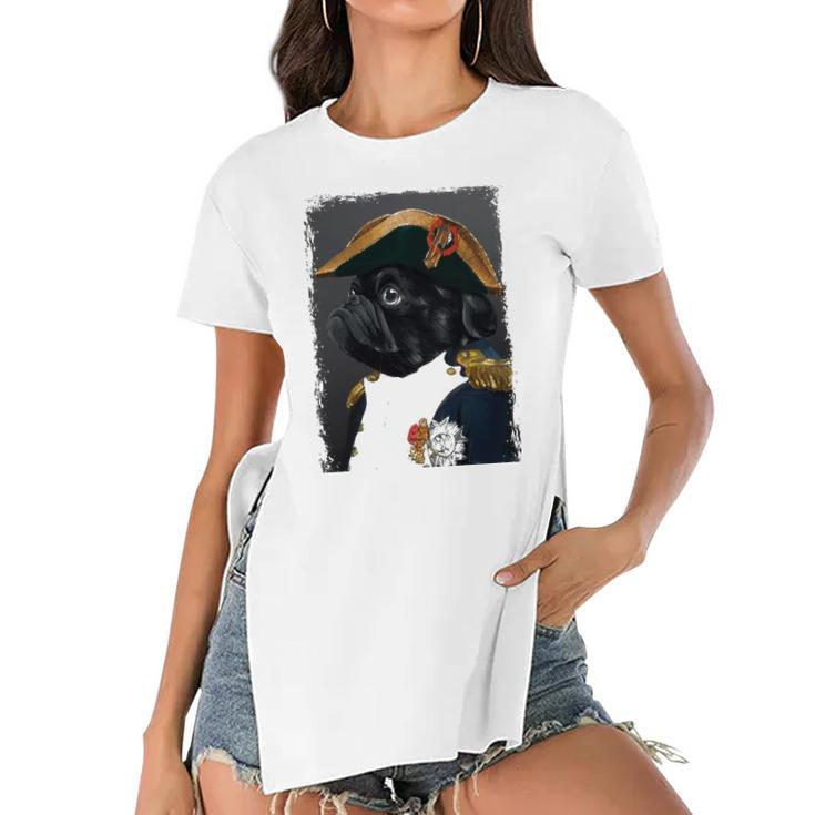 Pug Dog Dad Mom Graphic Tee Men Women Funny Cute Black Pug Women's Short Sleeves T-shirt With Hem Split