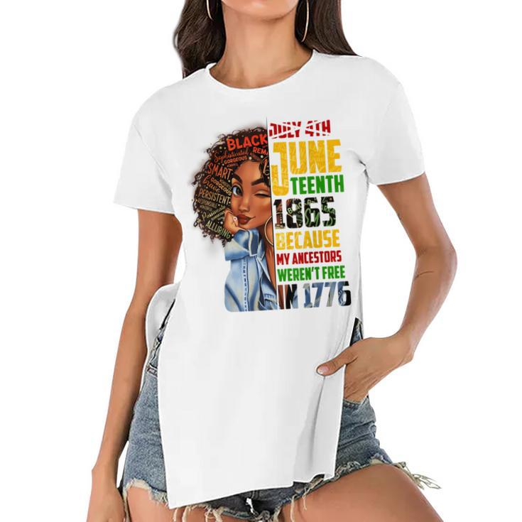 Remembering My Ancestors Junenth Black Freedom 1865 Gift  Women's Short Sleeves T-shirt With Hem Split