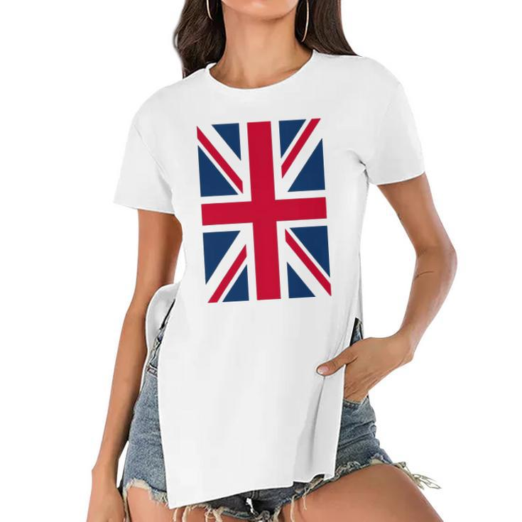 Uk Women Men Cool Vertical British Union Jack Flag Women's Short Sleeves T-shirt With Hem Split