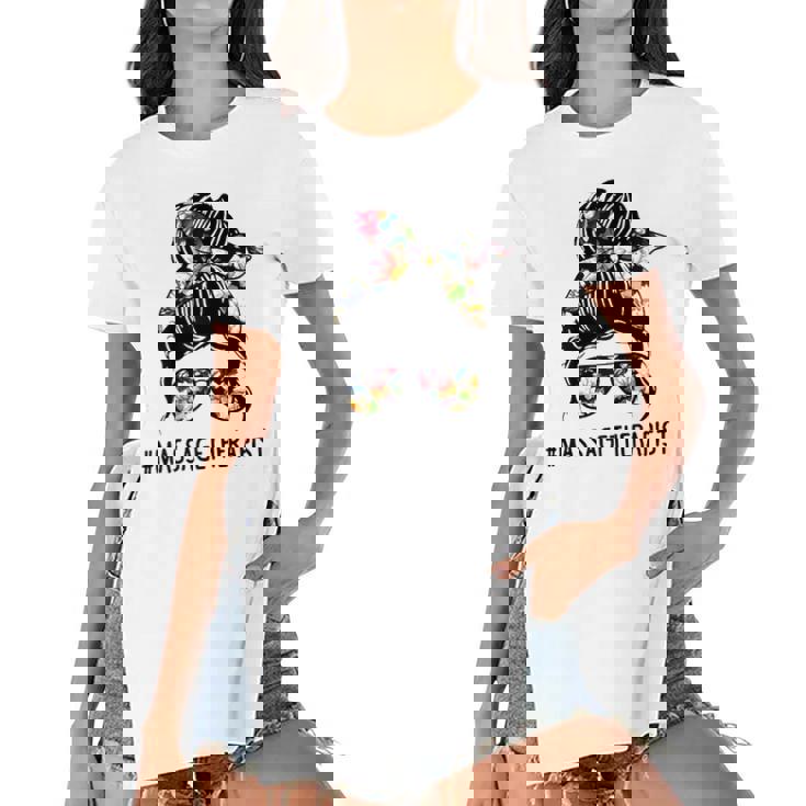 Women Lotus Massage Therapist Messy Bun Gift Women's Short Sleeves T-shirt With Hem Split