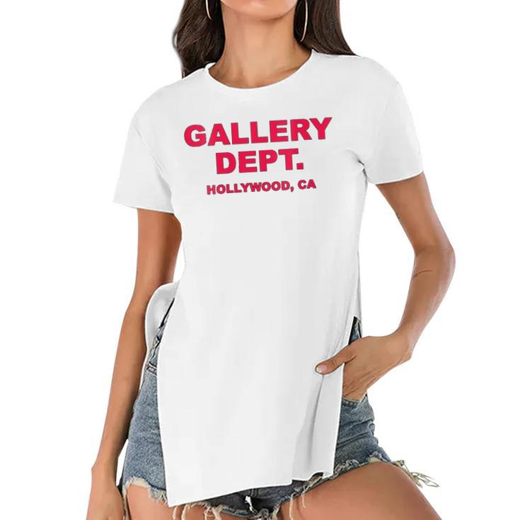 Womens Gallery Dept Hollywood Ca Clothing Brand Gift Able  Women's Short Sleeves T-shirt With Hem Split