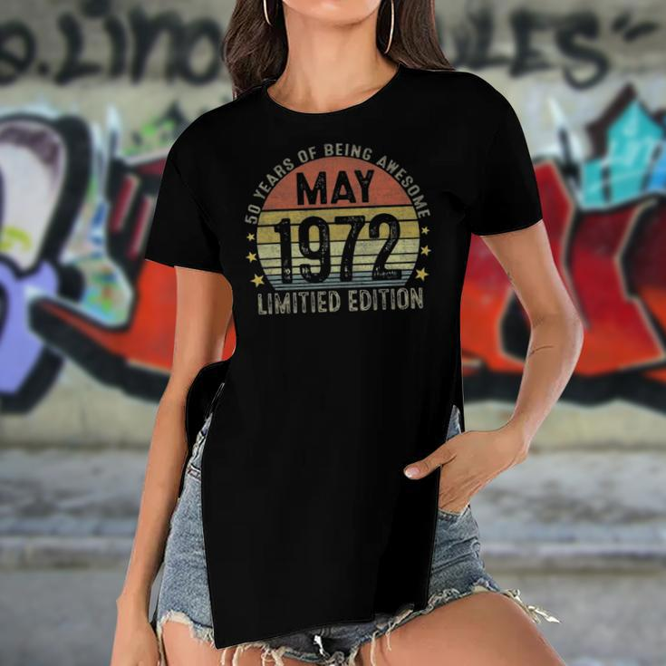 50 Years Old Gifts May 1972 Limited Edition 50Th Birthday Women's Short Sleeves T-shirt With Hem Split