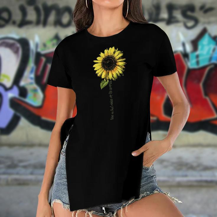 Being An Aunt Makes My Life Complete Sunflower Gift Women's Short Sleeves T-shirt With Hem Split