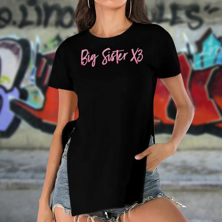 Big Sister X3 Sister Sibling Women's Short Sleeves T-shirt With Hem Split