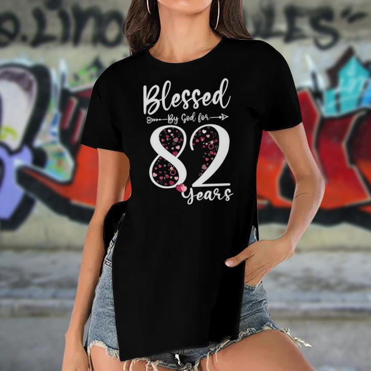 Blessed By God For 82 Years Old 82Nd Birthday Gift For Women Women's Short Sleeves T-shirt With Hem Split