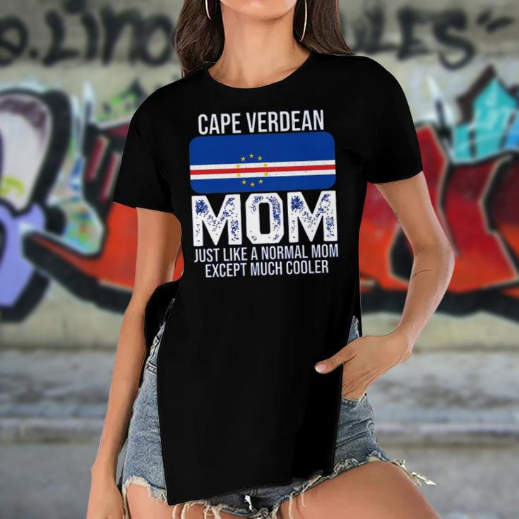Cape Verdean Mom Cape Verde Flag Design For Mothers Day Women's Short Sleeves T-shirt With Hem Split