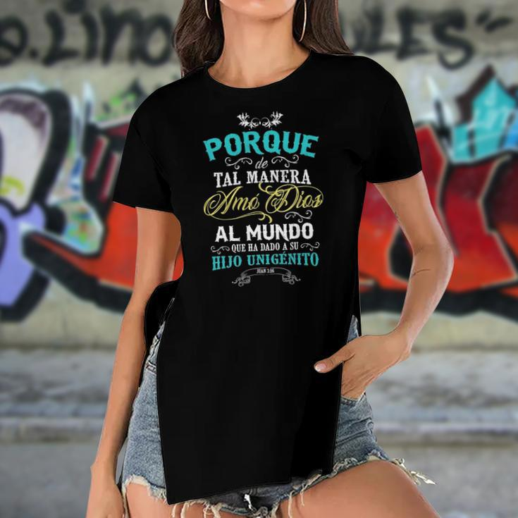 Christian S In Spanish Camisetas Sobre Jesus Women's Short Sleeves T-shirt With Hem Split